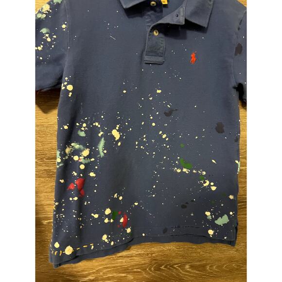 Polo Ralph lauren Boys kids shirt size Medium 10-12 yrs Blue Paint Style Preppy - Picture 3 of 6